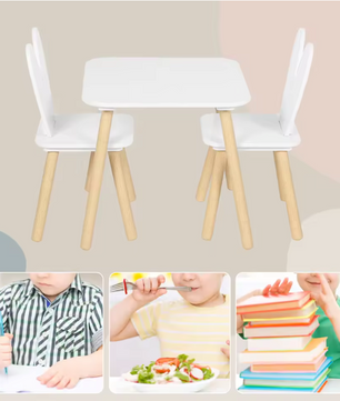 Kinder Tafel met 2 Stoelen – Houten Speeltafel voor Leren, Tekenen en Spelen