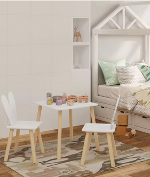 Kinder Tafel met 2 Stoelen – Houten Speeltafel voor Leren, Tekenen en Spelen