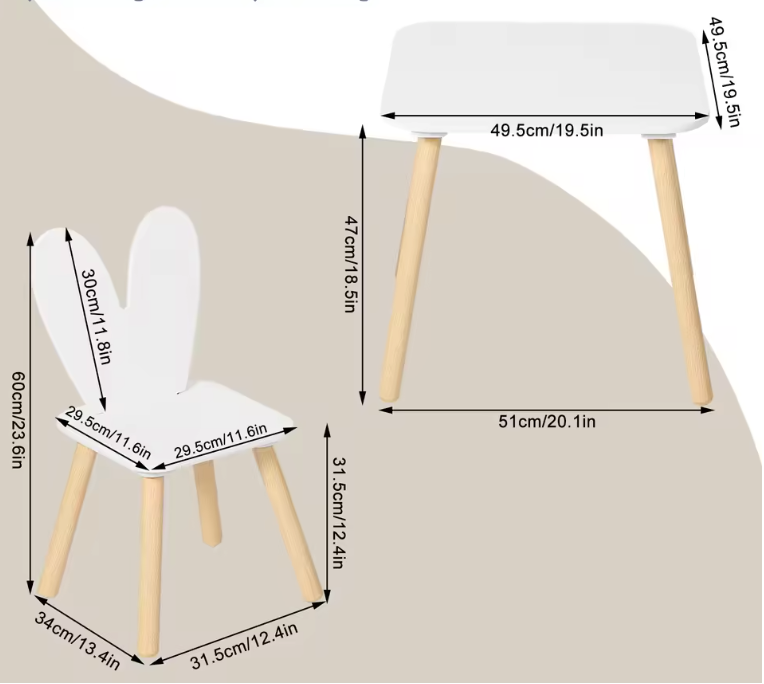 Kinder Tafel met 2 Stoelen – Houten Speeltafel voor Leren, Tekenen en Spelen