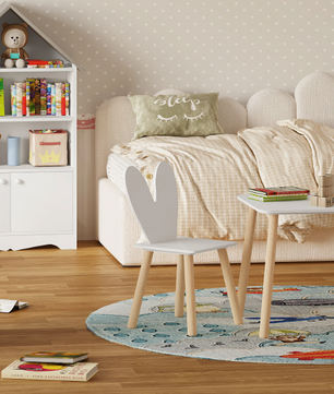 Kinder Tafel met 2 Stoelen – Houten Speeltafel voor Leren, Tekenen en Spelen