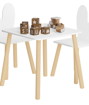 Kinder Tafel met 2 Stoelen – Houten Speeltafel voor Leren, Tekenen en Spelen