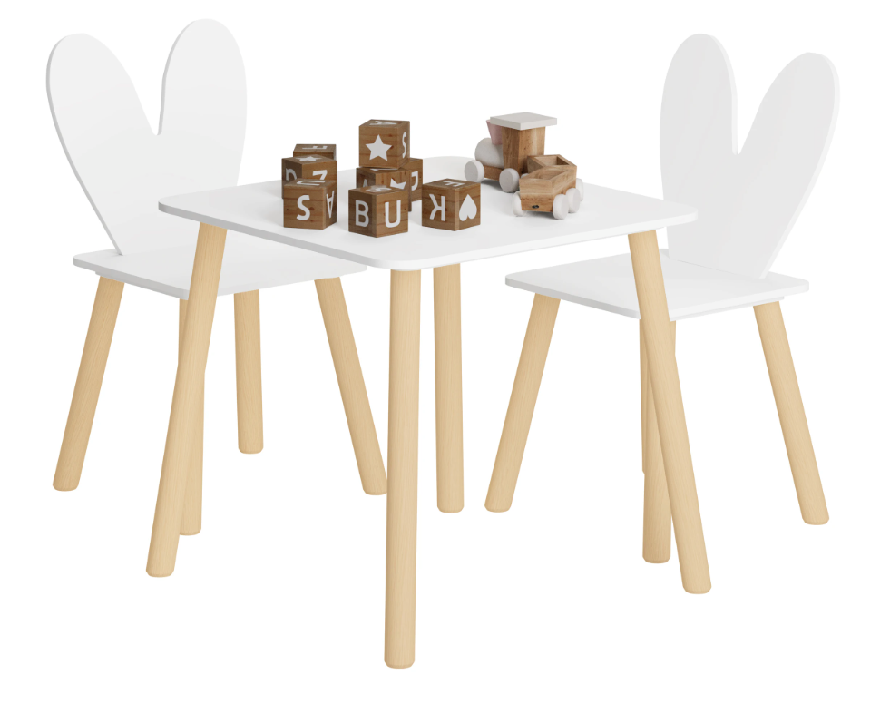 Kinder Tafel met 2 Stoelen – Houten Speeltafel voor Leren, Tekenen en Spelen