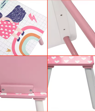 Kinder Tafel met 2 Stoelen – Houten Speeltafel voor Leren, Tekenen en Spelen