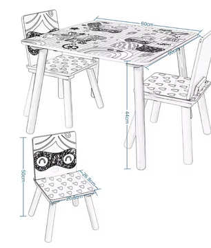 Kinder Tafel met 2 Stoelen – Houten Speeltafel voor Leren, Tekenen en Spelen