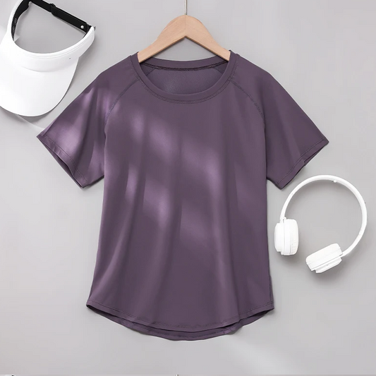 Dames Sport T-shirt – Ademend Sneldrogend Workout Shirt met Mesh Rug en Korte Mouwen