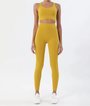 Dames Sportset 2-Delig Naadloos Legging en Sportbeha Fitness