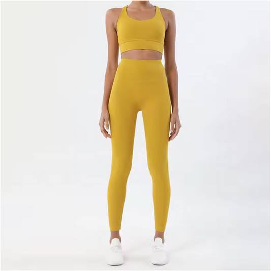 Dames Sportset 2-Delig Naadloos Legging en Sportbeha Fitness