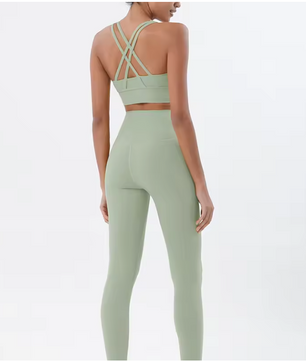 Dames Sportset 2-Delig Naadloos Legging en Sportbeha Fitness