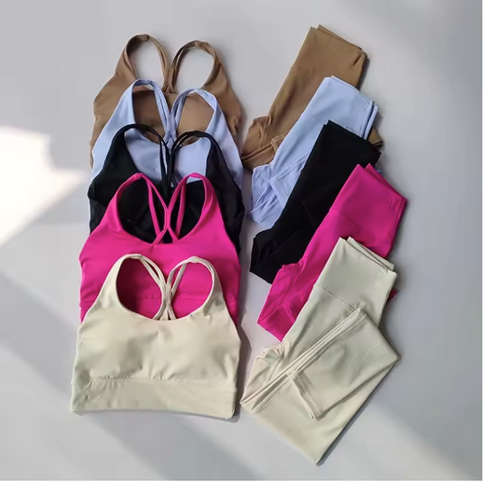 Dames Naadloze Sportset 2-Delig Crop Top en Legging Fitness