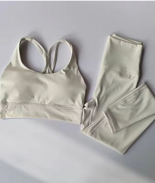 Dames Naadloze Sportset 2-Delig Crop Top en Legging Fitness