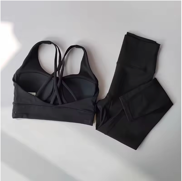 Dames Naadloze Sportset 2-Delig Crop Top en Legging Fitness