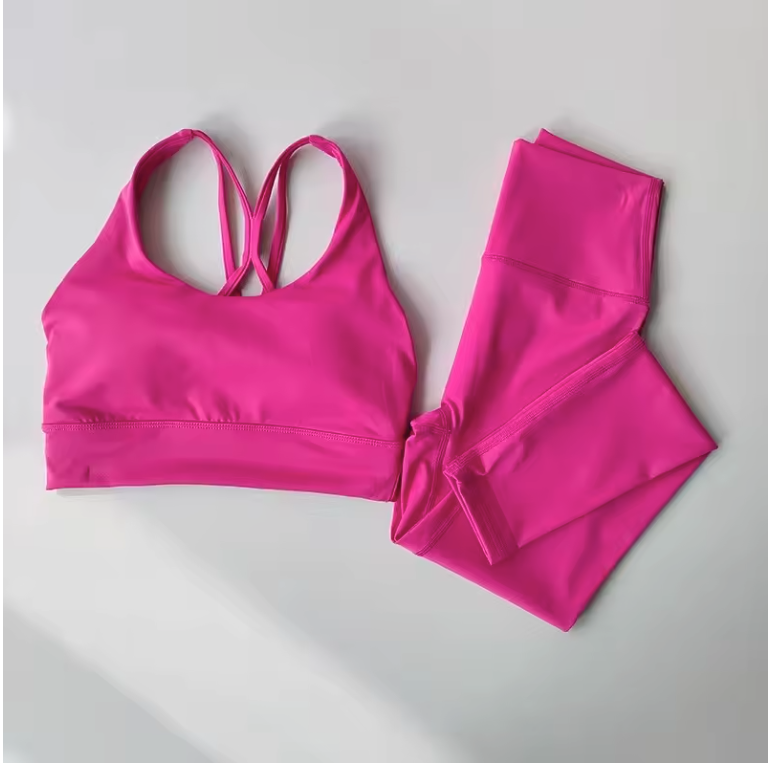 Dames Naadloze Sportset 2-Delig Crop Top en Legging Fitness