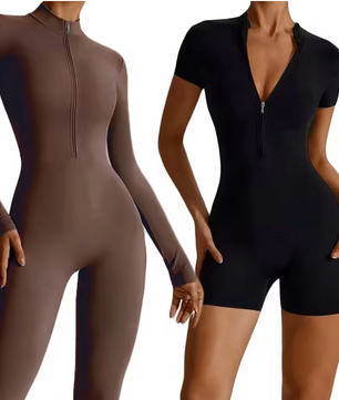 Dames Sport Jumpsuit met Rits – Korte Fitness Overall voor Yoga, Hardlopen en Training