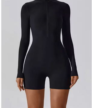Dames Sport Jumpsuit met Rits – Korte Fitness Overall voor Yoga, Hardlopen en Training