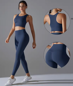 Yogaset Dames – Crop Top, Schokbestendige Sportbeha en Trainingsbroek, Comfortabele Fitness Outfit