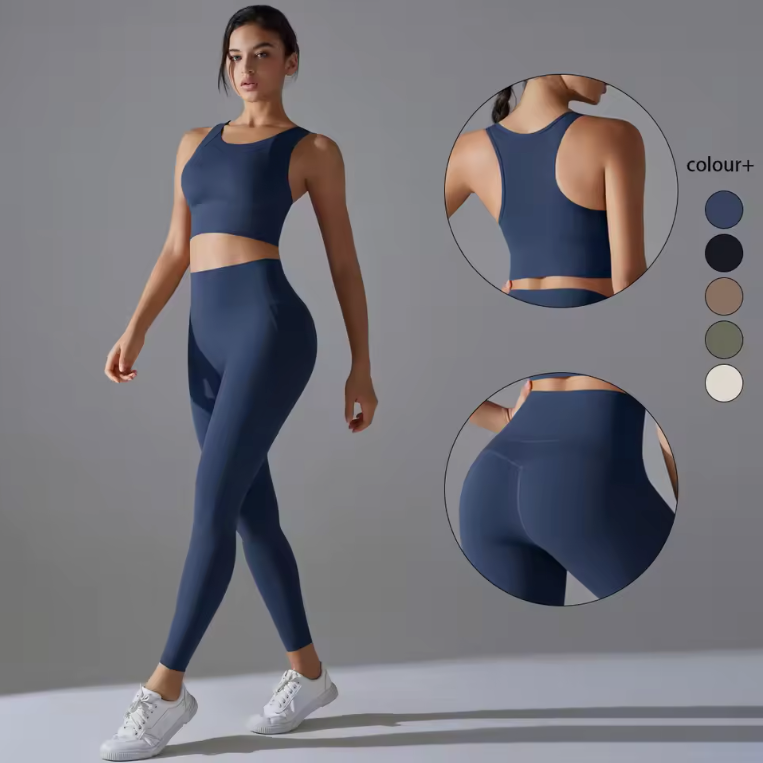 Yogaset Dames – Crop Top, Schokbestendige Sportbeha en Trainingsbroek, Comfortabele Fitness Outfit