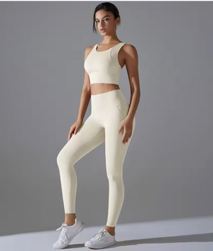 Yogaset Dames – Crop Top, Schokbestendige Sportbeha en Trainingsbroek, Comfortabele Fitness Outfit