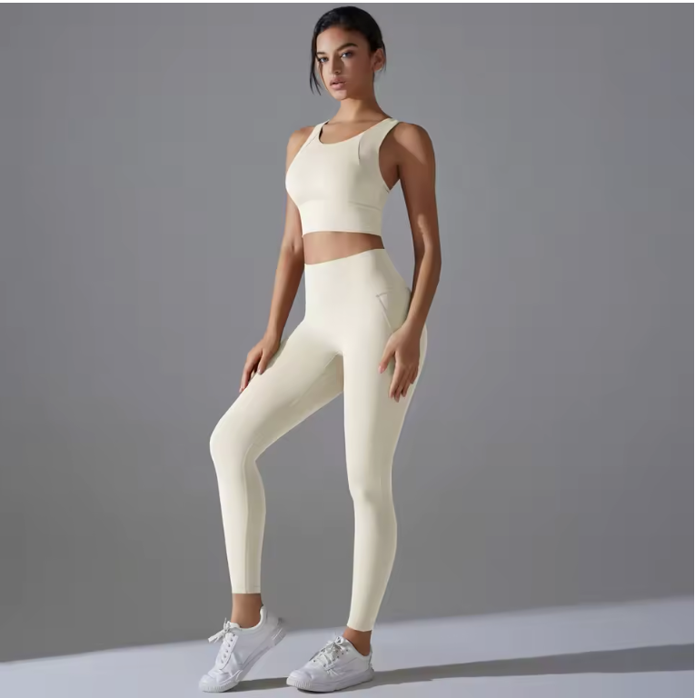 Yogaset Dames – Crop Top, Schokbestendige Sportbeha en Trainingsbroek, Comfortabele Fitness Outfit