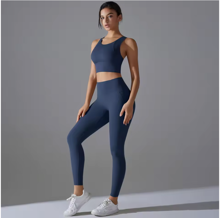 Yogaset Dames – Crop Top, Schokbestendige Sportbeha en Trainingsbroek, Comfortabele Fitness Outfit