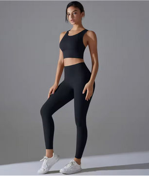 Yogaset Dames – Crop Top, Schokbestendige Sportbeha en Trainingsbroek, Comfortabele Fitness Outfit