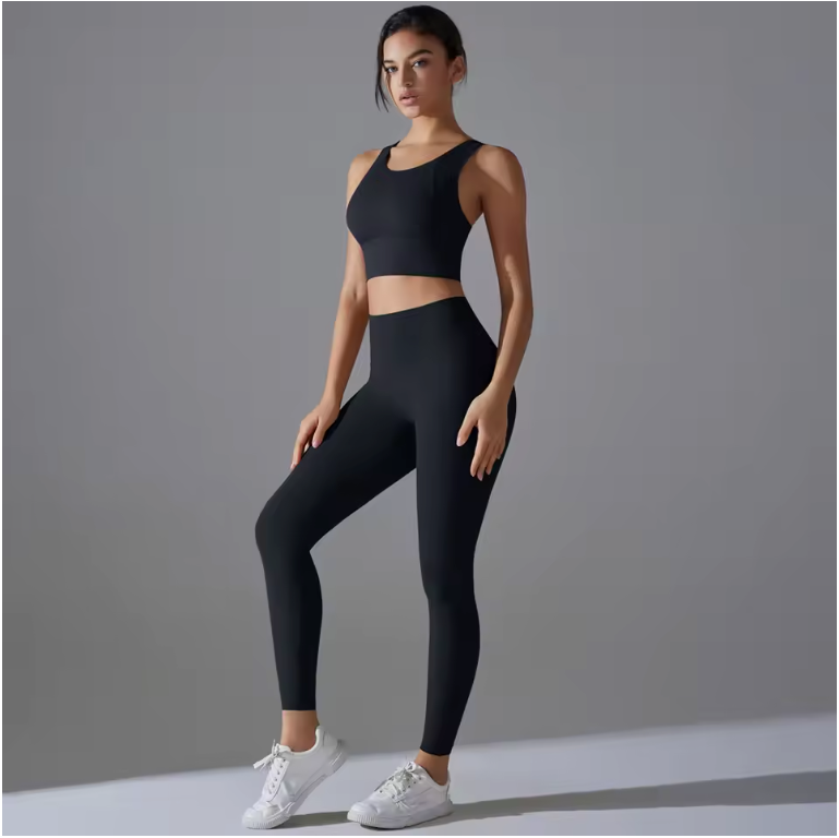Yogaset Dames – Crop Top, Schokbestendige Sportbeha en Trainingsbroek, Comfortabele Fitness Outfit