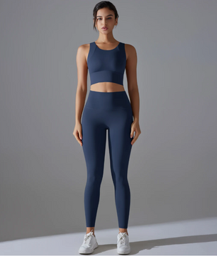 Yogaset Dames – Crop Top, Schokbestendige Sportbeha en Trainingsbroek, Comfortabele Fitness Outfit