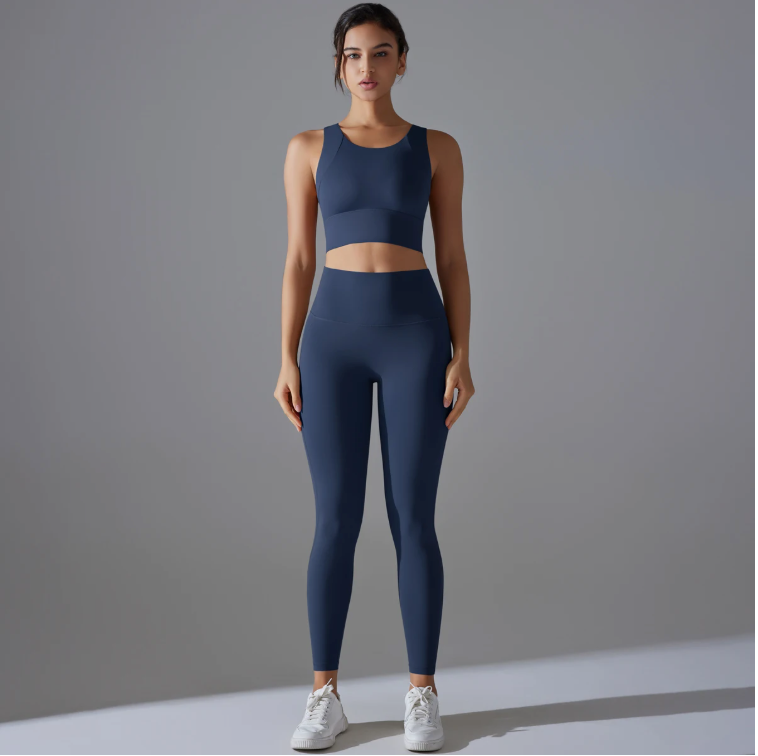Yogaset Dames – Crop Top, Schokbestendige Sportbeha en Trainingsbroek, Comfortabele Fitness Outfit