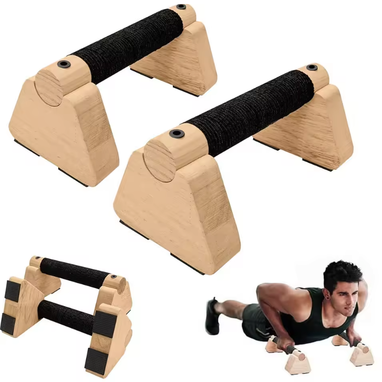 Houten Push-Up Bars Set – Parallettes voor Krachttraining en Handstand Oefeningen