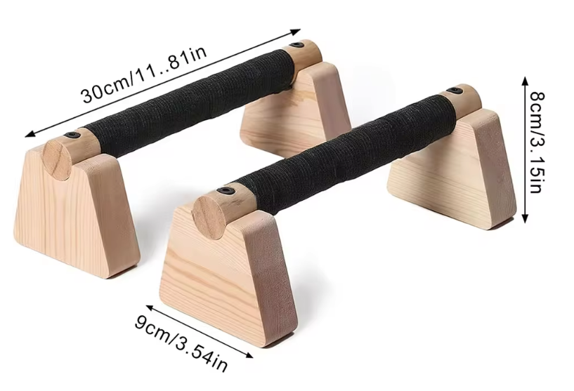 Houten Push-Up Bars Set – Parallettes voor Krachttraining en Handstand Oefeningen