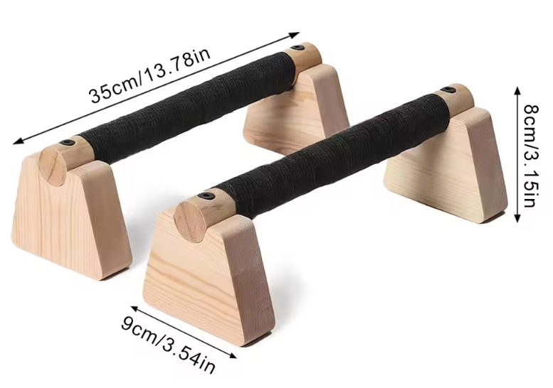 Houten Push-Up Bars Set – Parallettes voor Krachttraining en Handstand Oefeningen