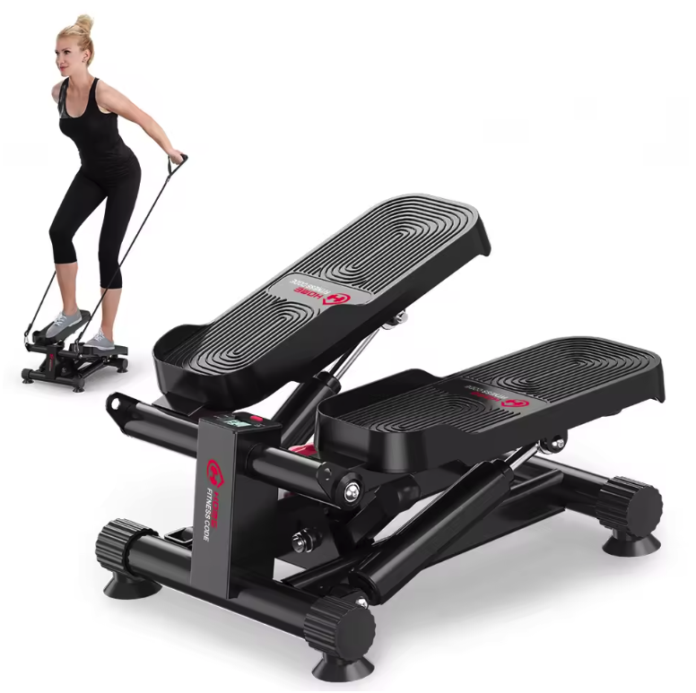 Mini Stepper met Weerstandsbanden – Compacte Swing Stepper voor Full Body Training Thuis en Kantoor