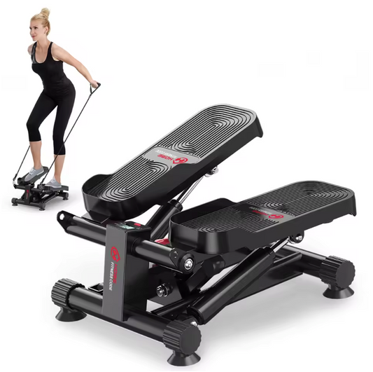 Mini Stepper met Weerstandsbanden – Compacte Swing Stepper voor Full Body Training Thuis en Kantoor