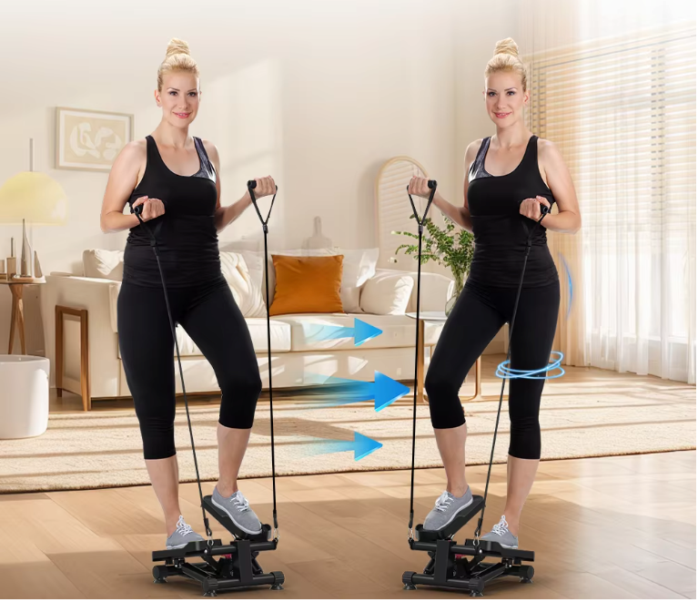 Mini Stepper met Weerstandsbanden – Compacte Swing Stepper voor Full Body Training Thuis en Kantoor