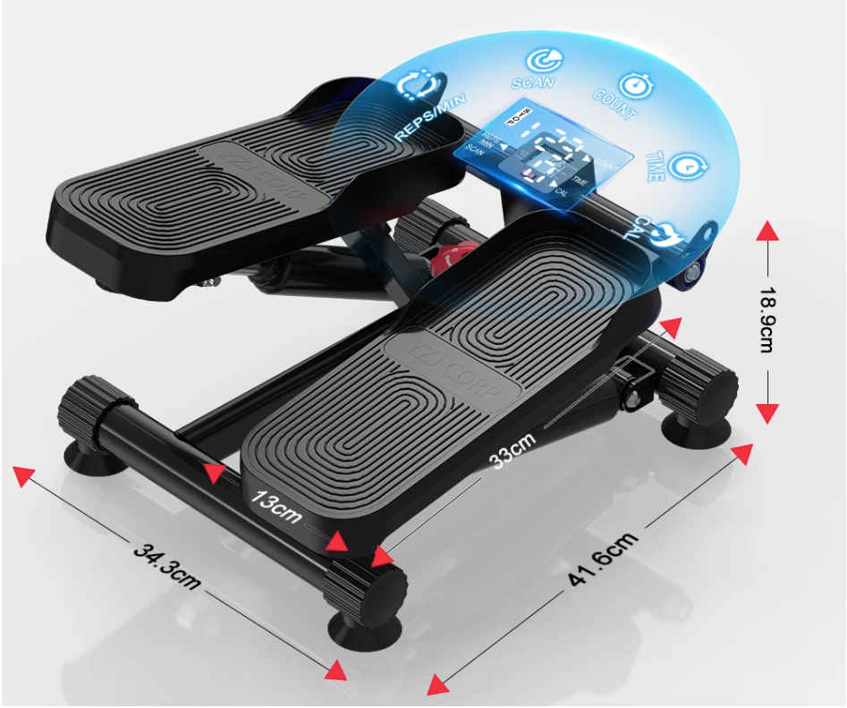 Mini Stepper met Weerstandsbanden – Compacte Swing Stepper voor Full Body Training Thuis en Kantoor
