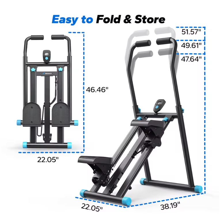 Opvouwbare Verticale Trapklimmer – Verstelbare Weerstand en Full Body Cardio Trainer voor Thuis