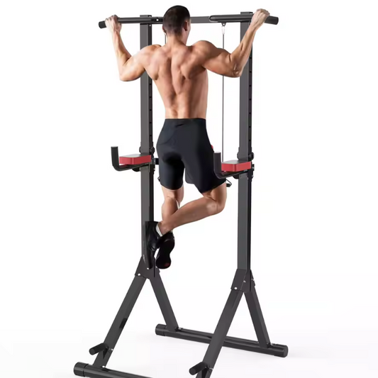 pvouwbare Power Tower Dip Station – In Hoogte Verstelbare Multifunctionele Krachtstation met Max. 150 kg Draagvermogen