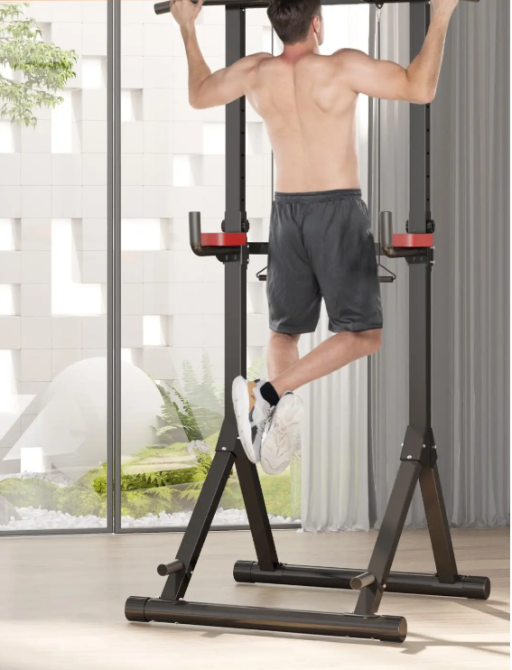 pvouwbare Power Tower Dip Station – In Hoogte Verstelbare Multifunctionele Krachtstation met Max. 150 kg Draagvermogen