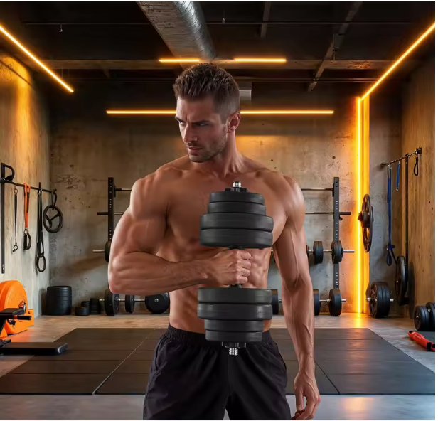 2-in-1 Dumbbell Set met Halterstang – Verstelbaar Gewicht Tot 30 kg voor Krachttraining Thuis