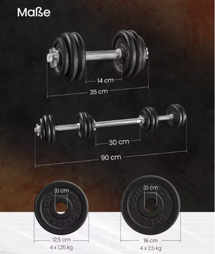 2-in-1 Halterset met Verstelbaar Gewicht – Dumbbells en Halterstang tot 30 kg voor Thuisfitness