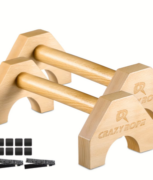 Houten Push-Up Bars Set – Antislip Parallettes voor Calisthenics en Krachttraining Thuis