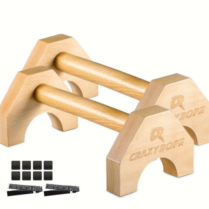 Houten Push-Up Bars Set – Antislip Parallettes voor Calisthenics en Krachttraining Thuis