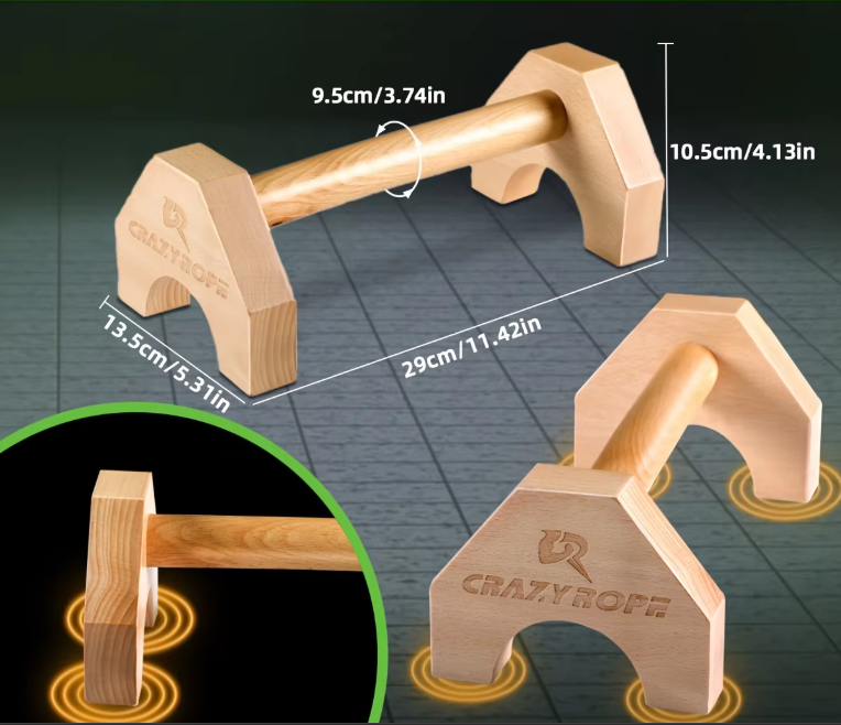 Houten Push-Up Bars Set – Antislip Parallettes voor Calisthenics en Krachttraining Thuis