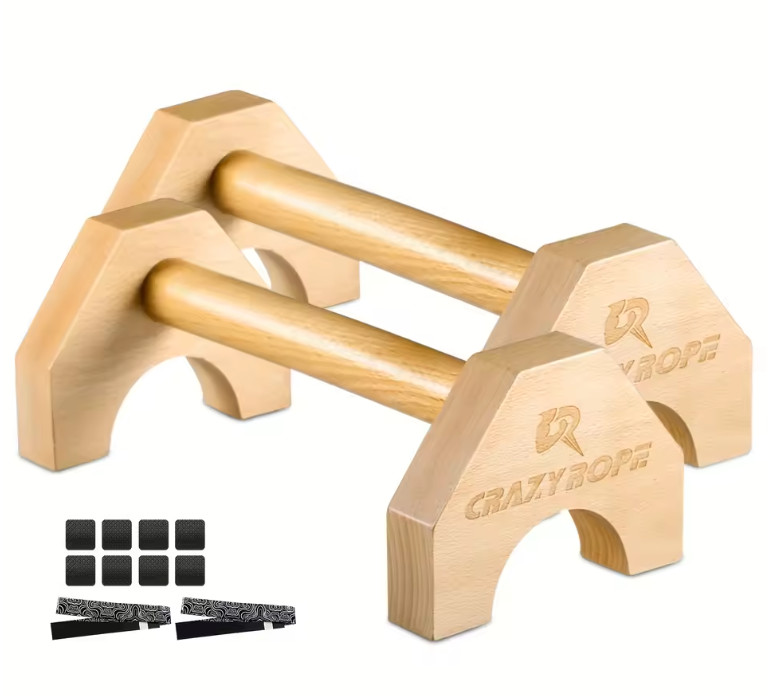 Houten Push-Up Bars Set – Antislip Parallettes voor Calisthenics en Krachttraining Thuis