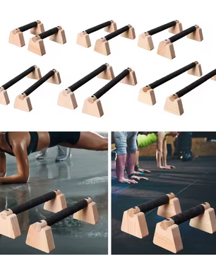 Set van 2 Push Up Bars van Hout – Stevige Push Up Steunen voor Krachttraining en Fitness