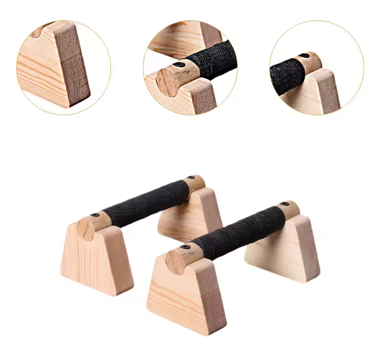 Set van 2 Push Up Bars van Hout – Stevige Push Up Steunen voor Krachttraining en Fitness