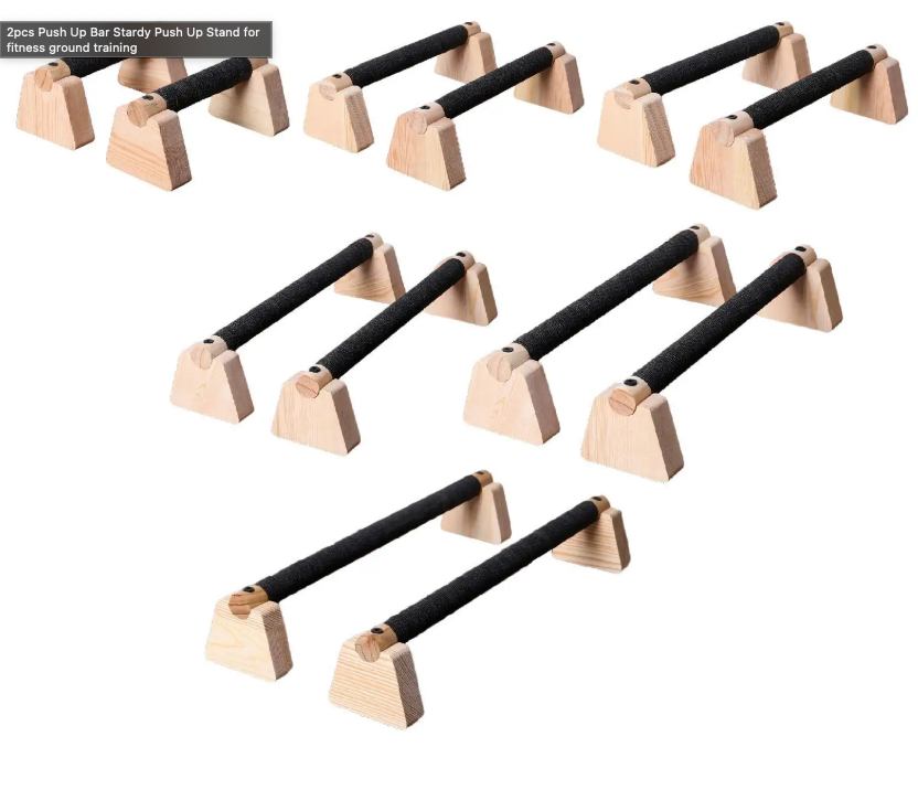 Set van 2 Push Up Bars van Hout – Stevige Push Up Steunen voor Krachttraining en Fitness
