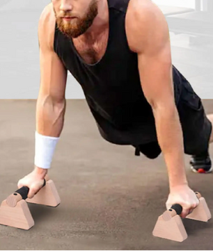 Set van 2 Push Up Bars van Hout – Stevige Push Up Steunen voor Krachttraining en Fitness