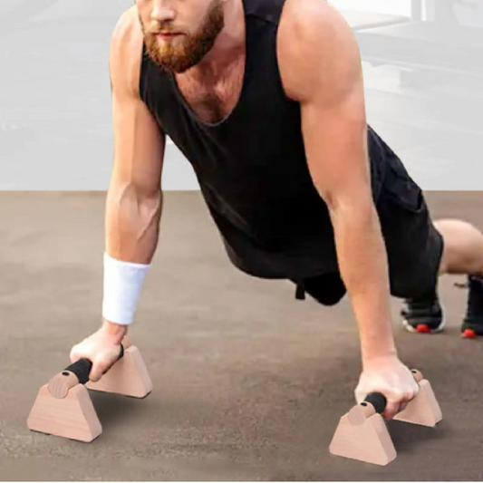 Set van 2 Push Up Bars van Hout – Stevige Push Up Steunen voor Krachttraining en Fitness