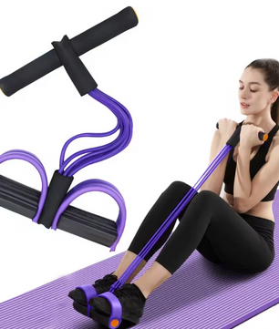 6-Buis Weerstandsband met Pedalen – Multifunctionele Fitnessband voor Kracht- en Coretraining