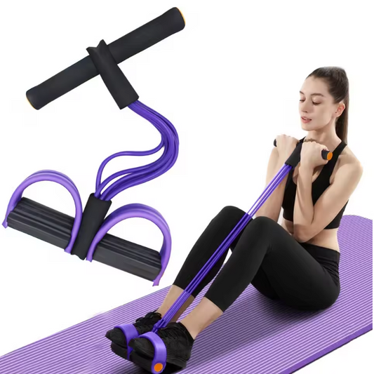 6-Buis Weerstandsband met Pedalen – Multifunctionele Fitnessband voor Kracht- en Coretraining